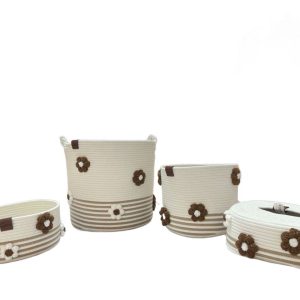 ست سبد بافت چهارتکه  شکوفه دار